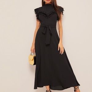 SHEIN black layered ruffled maxi dress